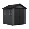 Casuta de gradina, Keter, gri, colectie Newton Plus, 7x7.5, podea, ventilatie, usa dubla, intrare laterala Usa dubla, Sistem de inchidere, Luminator, Ferestre, Ventilatie, Evotech, 147 kg, Newton