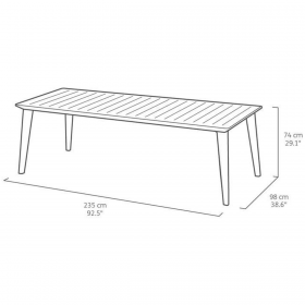 Masuta de gradina, material plastic, Keter, forma dreptunghiulara, culoare cappuccino, Lima, 8-12 persoane, dimensiune 240 cm