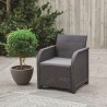 Set mobilier pentru terasa, polipropilena, Keter, colectia Rosalie, pentru exterior, masuta cu spatiu de depozitare, 1 canapea 3 locuri, 2 fotolii, culoare maro, 5 locuri 
