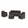 Set mobilier pentru terasa, polipropilena, Keter, colectia Rosalie, pentru exterior, masuta cu spatiu de depozitare, 1 canapea 3 locuri, 2 fotolii, culoare maro, 5 locuri 