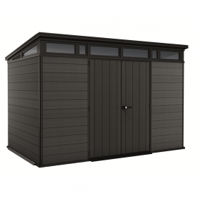 Casuta de gradina, Keter, Gri, 11x7, colectie Cortina, cu usa dubla, cu podea, cu ventilatie, cu ferestre