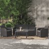 Set mobilier de gradina Keter Rosalie, din polipropilena, imitatie ratan, cu masuta multifunctionala Orlando, cu 2 fotolii si canapea 3 locuri, pentru balcon si terasa, culoare grafit, rezistent la UV si intemperii