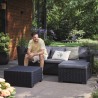 Set mobilier gradina, material polipropilena, Keter California, pentru balcon si terasa, 3 locuri, cu scaun, cu masuta cafea, culoare grafit, rezistent UV si intemperii, usor de asamblat