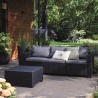 Set mobilier gradina, material polipropilena, Keter California, pentru balcon si terasa, 3 locuri, cu scaun, cu masuta cafea, culoare grafit, rezistent UV si intemperii, usor de asamblat