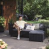 Set mobilier gradina, material polipropilena, Keter California, pentru balcon si terasa, 3 locuri, cu scaun, cu masuta cafea, culoare grafit, rezistent UV si intemperii, usor de asamblat
