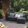 Set mobilier gradina, material polipropilena, Keter California, pentru balcon si terasa, 3 locuri, cu scaun, cu masuta cafea, culoare grafit, rezistent UV si intemperii, usor de asamblat