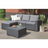 Set mobilier gradina, material polipropilena, Keter California, pentru balcon si terasa, 3 locuri, cu scaun, cu masuta cafea, culoare grafit, rezistent UV si intemperii, usor de asamblat
