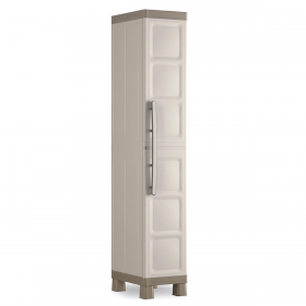 Dulap cu picioare pentru garaj din polipropilena, pentru unelte, beige, 4 rafturi, Keter Excellence, 33x45x182 cm, 1 usa, inchidere cu lacat (lacat neinclus)