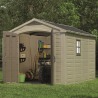 Casuta de gradina, Keter, Bej, 256.5 x 331.5 x 243 cm, colectie Factor, cu usa dubla, cu podea, cu ferestre, cu ventilatie, cu r Usa dubla, Sistem de inchidere, Ferestre, Ventilatie, Composit rasini, 195 Kg, 5.1-10 mp, Factor