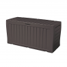 Lada plastic de depozitare gradina, pentru unelte, jucarii, perne, cu capac incuietor, material rezistent UV, maro, Keter Marvel Plus, 117x57x45 cm, 270 L 