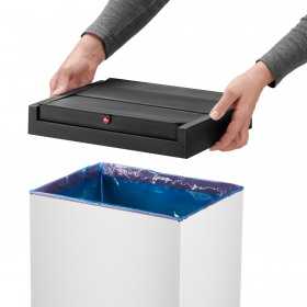 Cos de gunoi din otel inoxidabil alb cu capac batant negru Hailo Big-Box Swing L 35 L