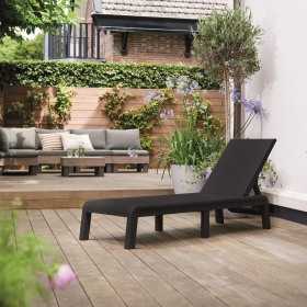 Sezlong pentru terasa, polipropilena, uz rezidential, spatar ajustabil, grafit, fara perne, Keter, Mallorca, 187.5 x 58 x 29 cm