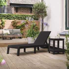Sezlong pentru terasa, polipropilena, uz rezidential, spatar ajustabil, grafit, fara perne, Keter, Mallorca, 187.5 x 58 x 29 cm