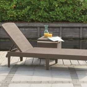 Sezlong de gradina, polipropilena cappuccino, spatar reglabil, Keter Jaipur, fara perna, dimensiune 187x58x29 cm