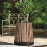 Ghiveci flori exterior, aspect de lemn maro, Keter, pentru pergola, gradina si terasa, colectie Deco Conic Walnut, fara farfurie