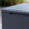 Cutie depozitare cu capac, pentru gradina si balcon, Keter Vigo, polipropilena rezistenta UV, imitatie lemn, pentru unelte si jucarii, graphite 