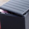 Cutie depozitare cu capac, pentru gradina si balcon, Keter Vigo, polipropilena rezistenta UV, imitatie lemn, pentru unelte si jucarii, graphite 