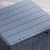 Cutie depozitare cu capac, pentru gradina si balcon, Keter Vigo, polipropilena rezistenta UV, imitatie lemn, pentru unelte si jucarii, graphite 