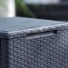 Cutie depozitare cu capac, pentru gradina si balcon, Keter Vigo, polipropilena rezistenta UV, imitatie lemn, pentru unelte si jucarii, graphite 