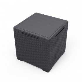 Cutie depozitare cu capac, pentru gradina si balcon, Keter Vigo, polipropilena rezistenta UV, imitatie lemn, pentru unelte si jucarii, graphite