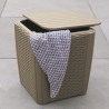 Cutie depozitare cu capac, casa si gradina, Keter, polipropilena imitatie lemn, pentru accesorii gradina, cappuccino, rotunda, maner, rezistenta UV, dimensiuni 39x39x43 cm 