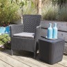 Set mobilier de gradina din polipropilena, Keter Trenton, pentru terasa sau balcon, masuta inclusa, 2 fotolii, culoare grafit, rezistent UV si intemperii 