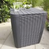 Set mobilier de gradina din polipropilena, Keter Trenton, pentru terasa sau balcon, masuta inclusa, 2 fotolii, culoare grafit, rezistent UV si intemperii 