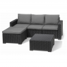 Set mobilier gradina, material polipropilena, Keter California, pentru balcon si terasa, 3 locuri, cu scaun, cu masuta cafea, culoare grafit, rezistent UV si intemperii, usor de asamblat