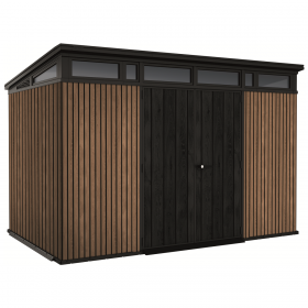 Casuta de gradina, Keter, Maro Venetian, 11x7, colectie Signature, usa dubla, ferestre, ventilatie, ranforsare metalica