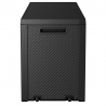 Cutie depozitare pentru exterior, cu capac, pentru unelte si obiecte uz casnic, material plastic, culoare grafit, Keter Emily, imitatie ratan, 280 L 