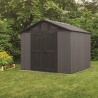 Casuta de gradina, Keter, Gri, colectie Stronghold, 10x8, material Evotech, usa dubla, podea, ventilatie, ranforsare metalica Usa dubla, Sistem de inchidere, Luminator, Ferestre, Ventilatie, Evotech, 184 kg, Stronghold