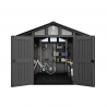 Casuta de gradina, Keter, Gri, colectie Stronghold, 10x8, material Evotech, usa dubla, podea, ventilatie, ranforsare metalica Usa dubla, Sistem de inchidere, Luminator, Ferestre, Ventilatie, Evotech, 184 kg, Stronghold