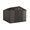 Casuta de gradina, Keter, Gri, colectie Stronghold, 10x8, material Evotech, usa dubla, podea, ventilatie, ranforsare metalica Usa dubla, Sistem de inchidere, Luminator, Ferestre, Ventilatie, Evotech, 184 kg, Stronghold