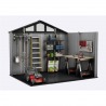 Casuta de gradina, Keter, Gri, colectie Stronghold, 10x8, material Evotech, usa dubla, podea, ventilatie, ranforsare metalica Usa dubla, Sistem de inchidere, Luminator, Ferestre, Ventilatie, Evotech, 184 kg, Stronghold
