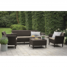 Set mobilier gradina si terasa, maro, material polipropilena, Keter, colectie Salemo, cu masa, 1 canapea, 2 fotolii, perne incluse, rezistent la UV si intemperii