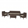 Set mobilier gradina si terasa, maro, material polipropilena, Keter, colectie Salemo, cu masa, 1 canapea, 2 fotolii, perne incluse, rezistent la UV si intemperii