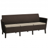 Set mobilier gradina si terasa, maro, material polipropilena, Keter, colectie Salemo, cu masa, 1 canapea, 2 fotolii, perne incluse, rezistent la UV si intemperii
