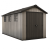 Casuta de gradina, Keter, gri, colectie Oakland 7515, 230 x 476 x 242 cm, extinsa, cu 2 kituri suplimentare Usa dubla, Sistem de inchidere, Luminator, Ferestre, Ventilatie, Duotech, 252 kg, Oakland