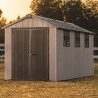 Casuta de gradina, Keter, gri, colectie Oakland 7515, 230 x 476 x 242 cm, extinsa, cu 2 kituri suplimentare Usa dubla, Sistem de inchidere, Luminator, Ferestre, Ventilatie, Duotech, 252 kg, Oakland