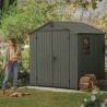 Casuta de gradina, Keter, verde maslin, 6x6, colectie Darwin, cu usa dubla, cu podea, cu ventilatie, cu ranforsare metalica Usa dubla, Sistem de inchidere, Ventilatie, Evotech, Darwin