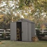 Casuta de gradina, Keter, Gri, 6x4, colectie Darwin, cu usa dubla, cu podea, cu ventilatie, cu ranforsare metalica Usa dubla, Sistem de inchidere, Ventilatie, Evotech, Darwin