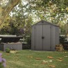 Casuta de gradina, Keter, Gri, 6x4, colectie Darwin, cu usa dubla, cu podea, cu ventilatie, cu ranforsare metalica Usa dubla, Sistem de inchidere, Ventilatie, Evotech, Darwin