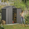 Casuta de gradina, Keter, Gri, 6x4, colectie Darwin, cu usa dubla, cu podea, cu ventilatie, cu ranforsare metalica Usa dubla, Sistem de inchidere, Ventilatie, Evotech, Darwin