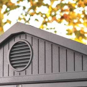Casuta de gradina, Keter, Gri, 6x4, colectie Darwin, cu usa dubla, cu podea, cu ventilatie, cu ranforsare metalica