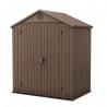 Casuta de gradina, Keter, Maro, 6x4, colectie Darwin, usa dubla, podea, ventilatie, ranforsare metalica Usa dubla, Sistem de inchidere, Ventilatie, Evotech, Darwin