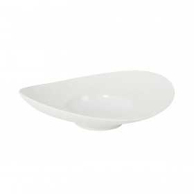 Farfurie asimetrica risotto portelan alb Pura Sangre Cantabro 27 cm