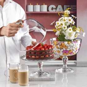 Platou servire cu picior si capac Pasabahce Patisserie 26.4 cm