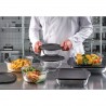 Vas rectangular din sticla termorezistenta cu capac plastic negru Pasabahce Borcam 3850 ml 