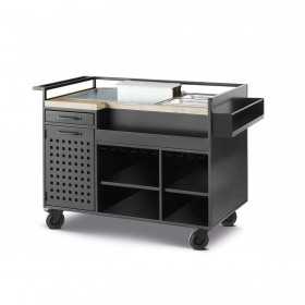 Carucior bar mobil pentru cocktail negru Pujadas 132.5x63x98.5 cm