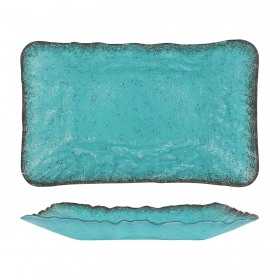 Platou dreptunghiular sticla Pura Sangre Murano Turquoise 53x32x7 cm